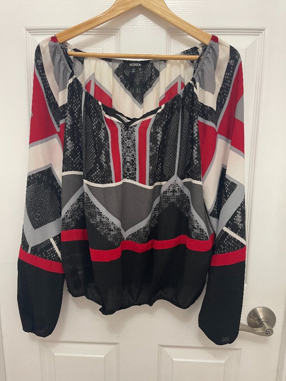 Vintage XOXO Y2K Sheer Geometric Print Blouse - Size Large